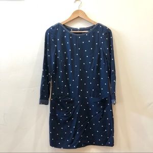 J.Crew Silk Polka Dot Shift Dress Navy
